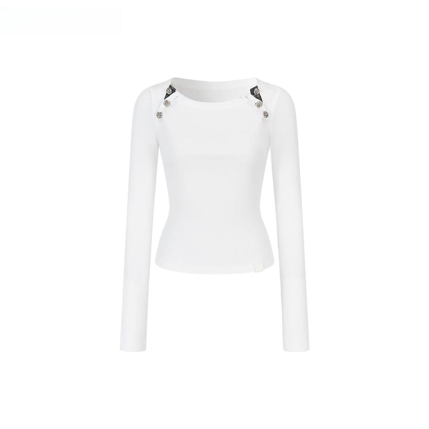 Embellished Fitted Long-Sleeve T-Shirt