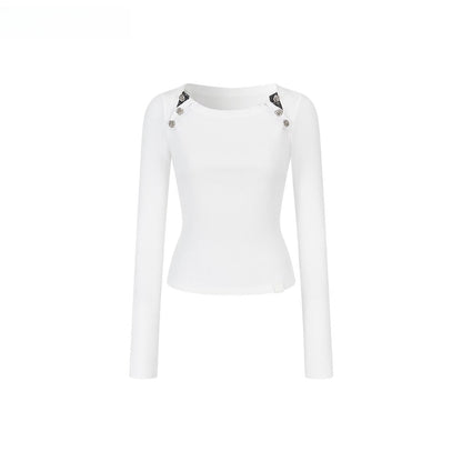 Embellished Fitted Long-Sleeve T-Shirt