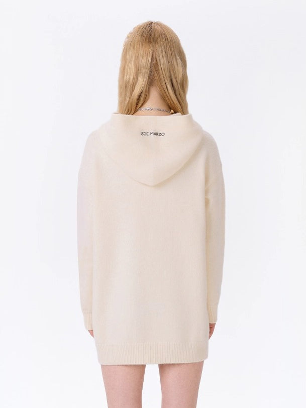 Hooded Knit Midi Dress Sweater