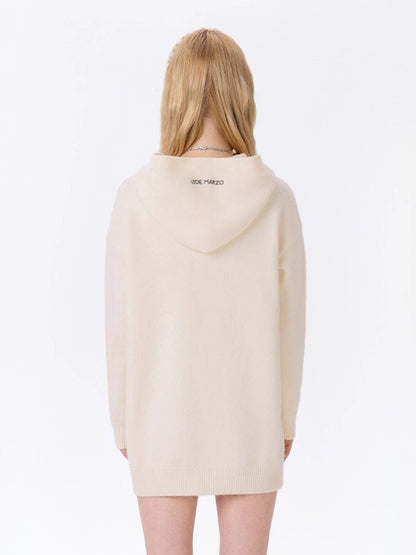 Hooded Knit Midi Dress Sweater