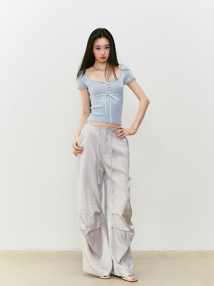 Bowknot Lyocell Knit T-shirt