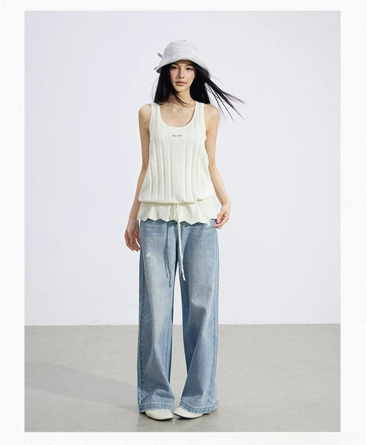 Drawstring Ruched Knit Tank Top