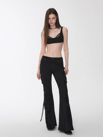 Dual-Layer Suede Lace-Up Bustie Corset