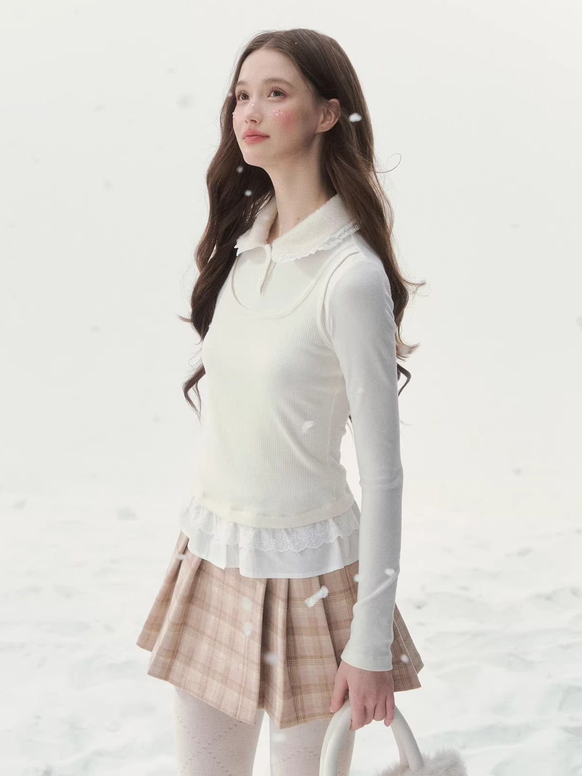 Faux Layered Knit Long Sleeve T-Shirt