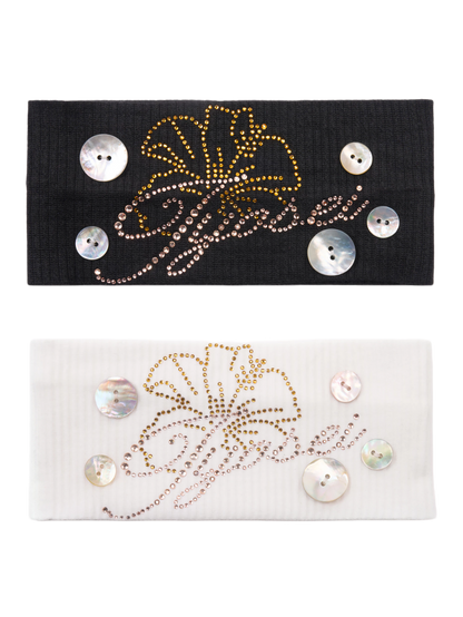 Shell Embellished Stretch Ribbed Headband
