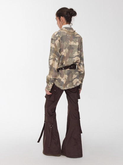 Vintage Camo Raw-Edge Tailored Shirt