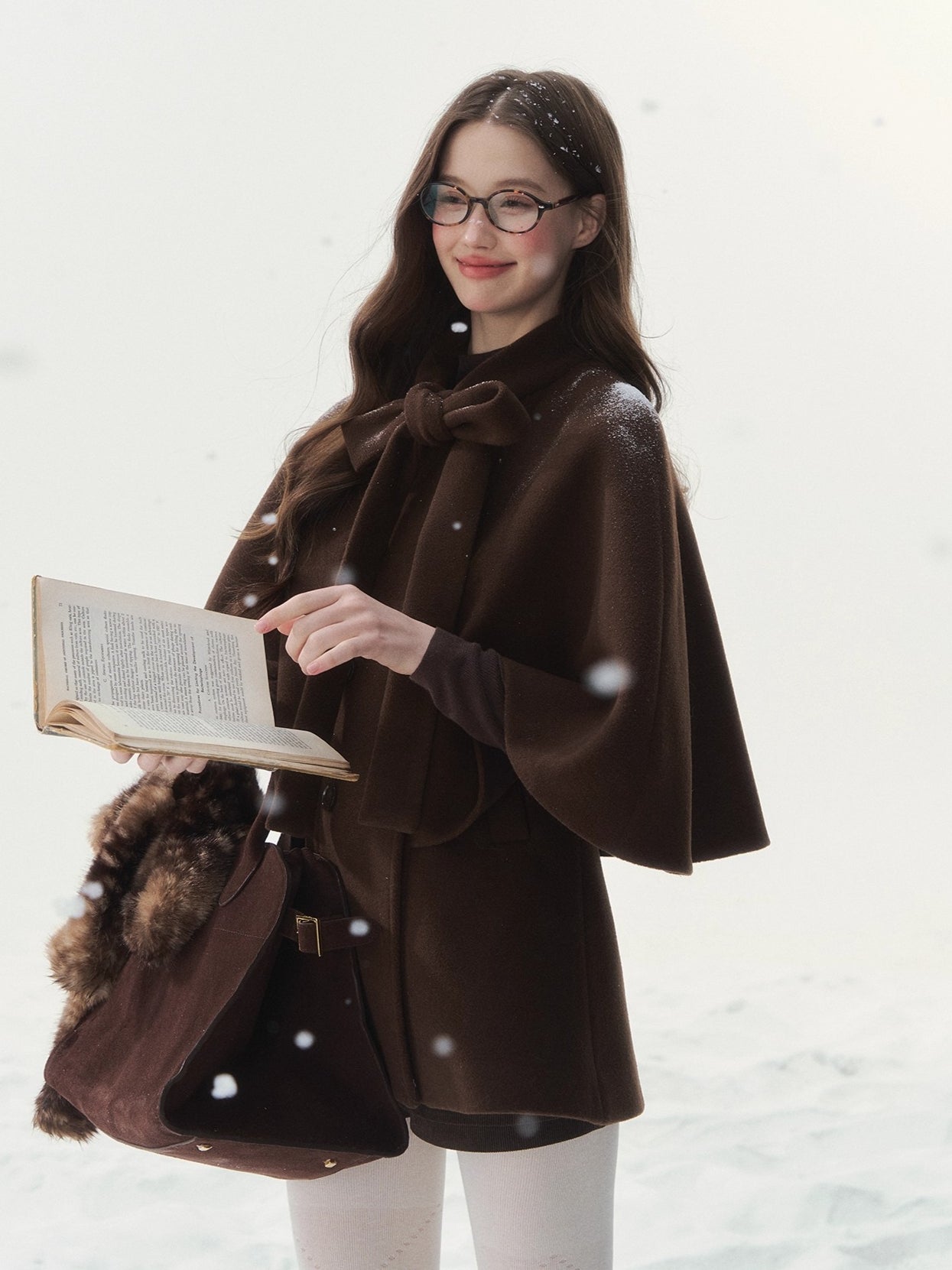 Double-Breasted Bow-Tie Cape Jacket