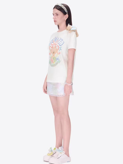 Floral Illustration Cotton Tee
