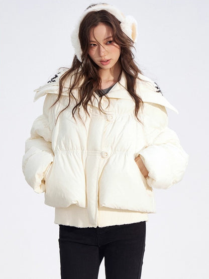 Contrast Panel Sailor Collar Down Jacket