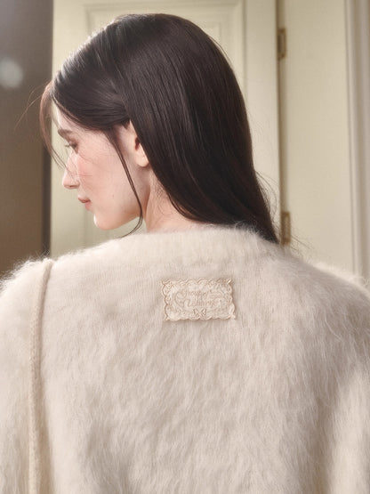 Little Lamb Alpaca-Cashmere Long Plush Crewneck