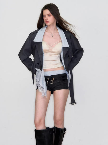 Detachable Faux Layered Blazer Jacket