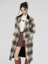 (Final Sale) Coffee Woolen Plaid Coat - CHINASQUAD