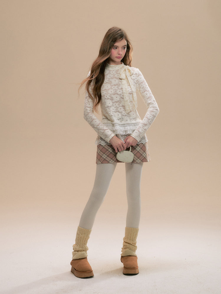 Beige Lace Base Layer Top