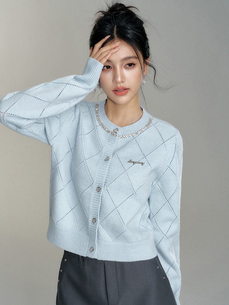 Diamond-Patterned Cardigan