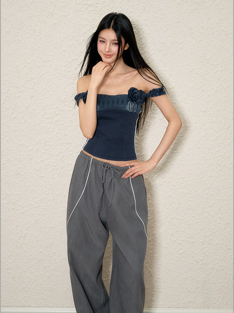 3D Floral Off-Shoulder Vest - CHINASQUAD