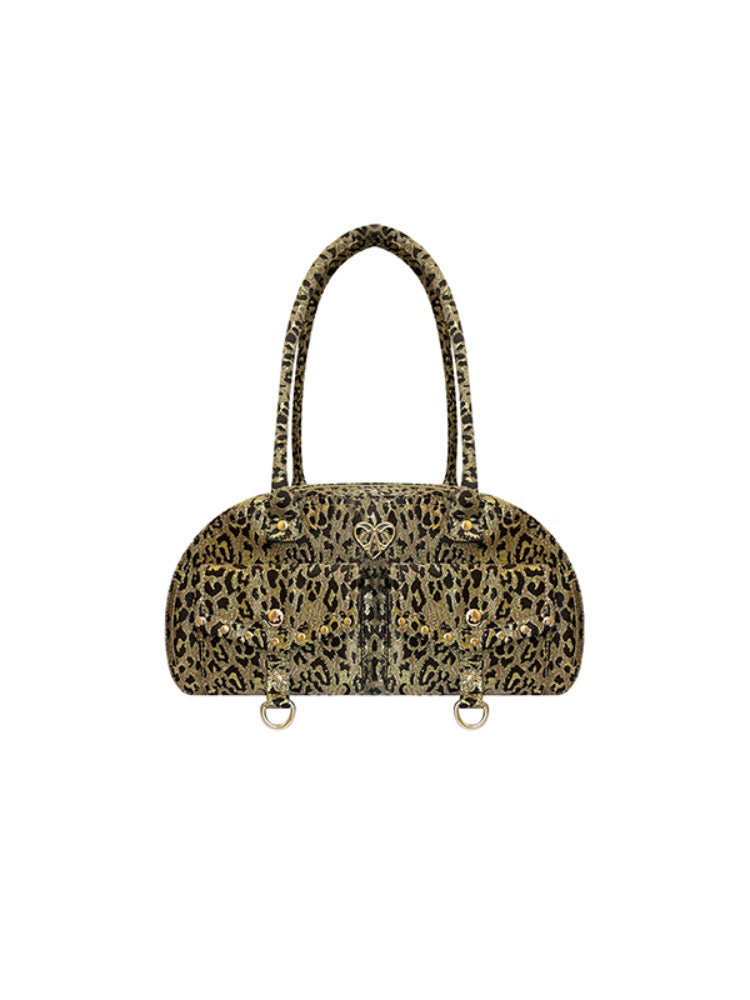 Leopard Print Baguette Shoulder Handbag