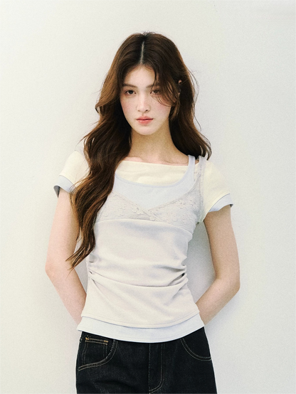 Layered Lace Knit Tee