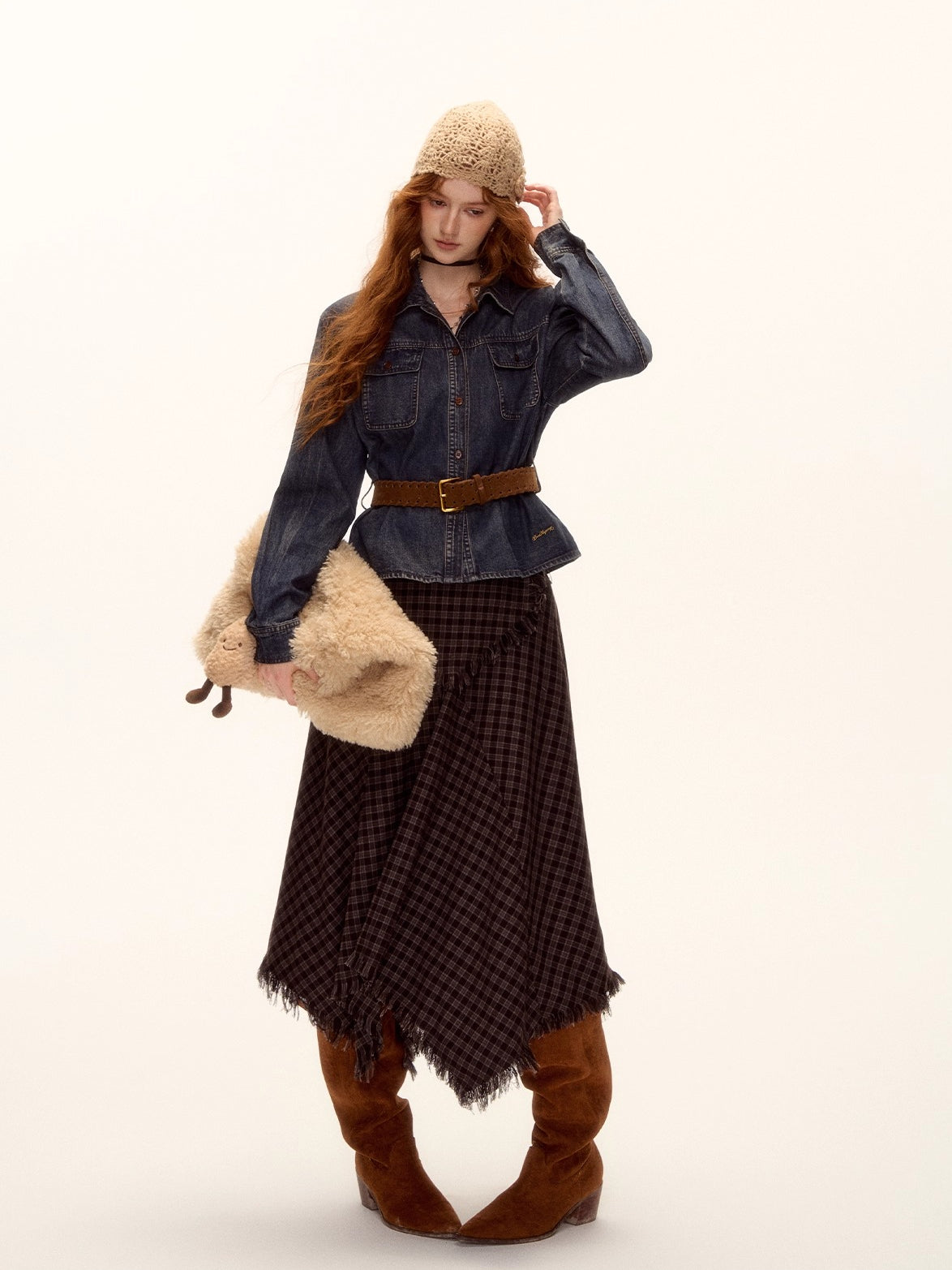 Vintage Washed Denim Belted Shirt