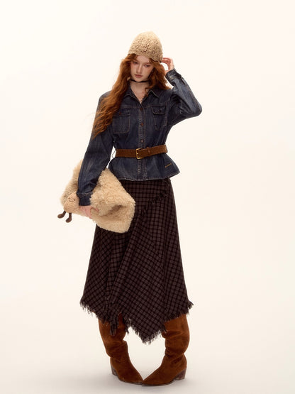 Vintage Washed Denim Belted Shirt