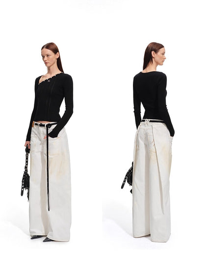 Polar Washed Twill Denim Wide-Leg Jeans
