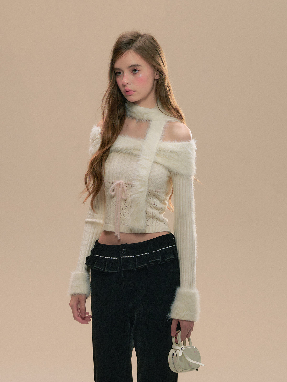 Off-shoulder Vintage Knitted Sweater