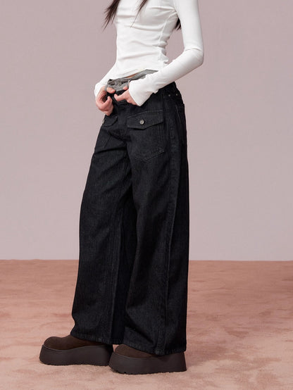 Double-Waist Vintage Wide-Leg Jeans