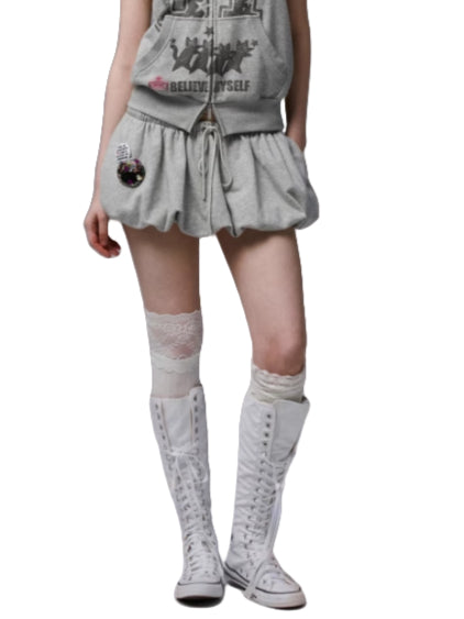 Solid Color Sweatshirt Fabric Drawstring 3D Tulip Skirt - CHINASQUAD