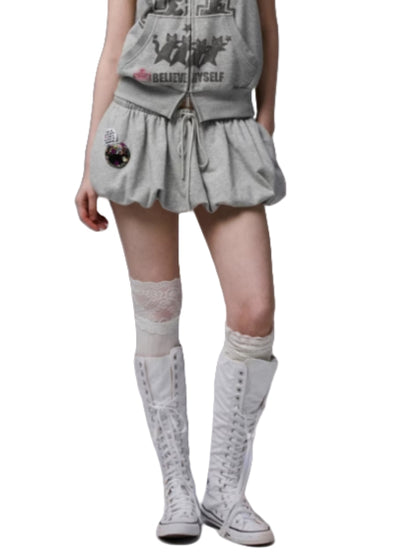 Solid Color Sweatshirt Fabric Drawstring 3D Tulip Skirt - CHINASQUAD