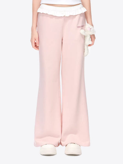Lace-Waist Straight-Leg Lounge Pants