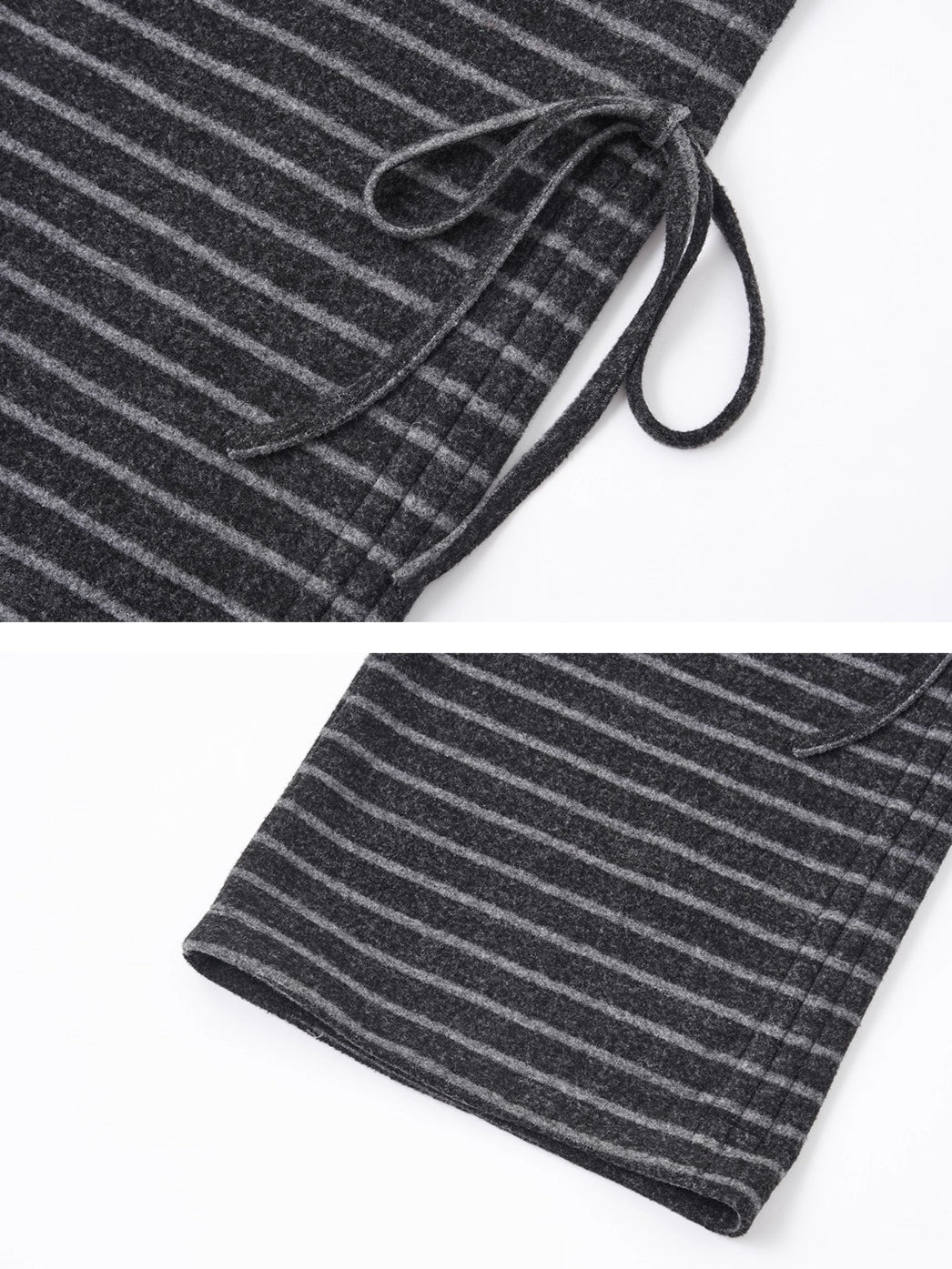 Bow-Tie Drawstring Striped Tweed Pants