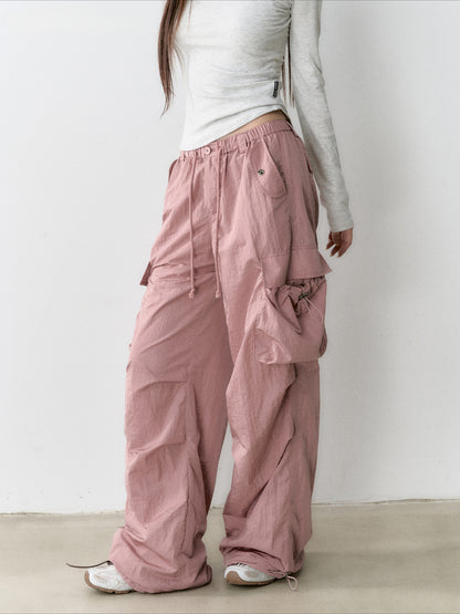 Mesh Pocket Cargo Wide-Leg Pants