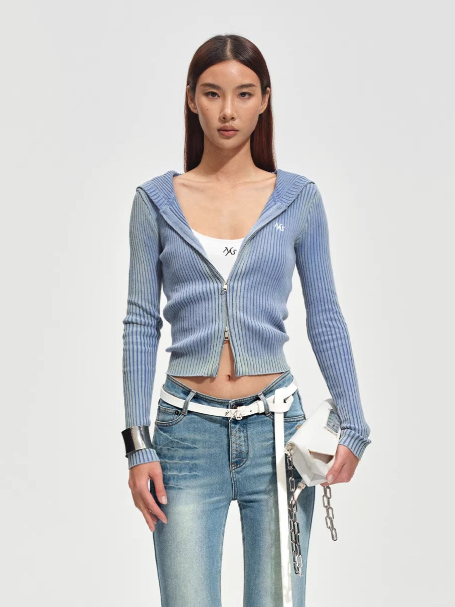 Slim-Fit Cotton Hooded Knit Cardigan