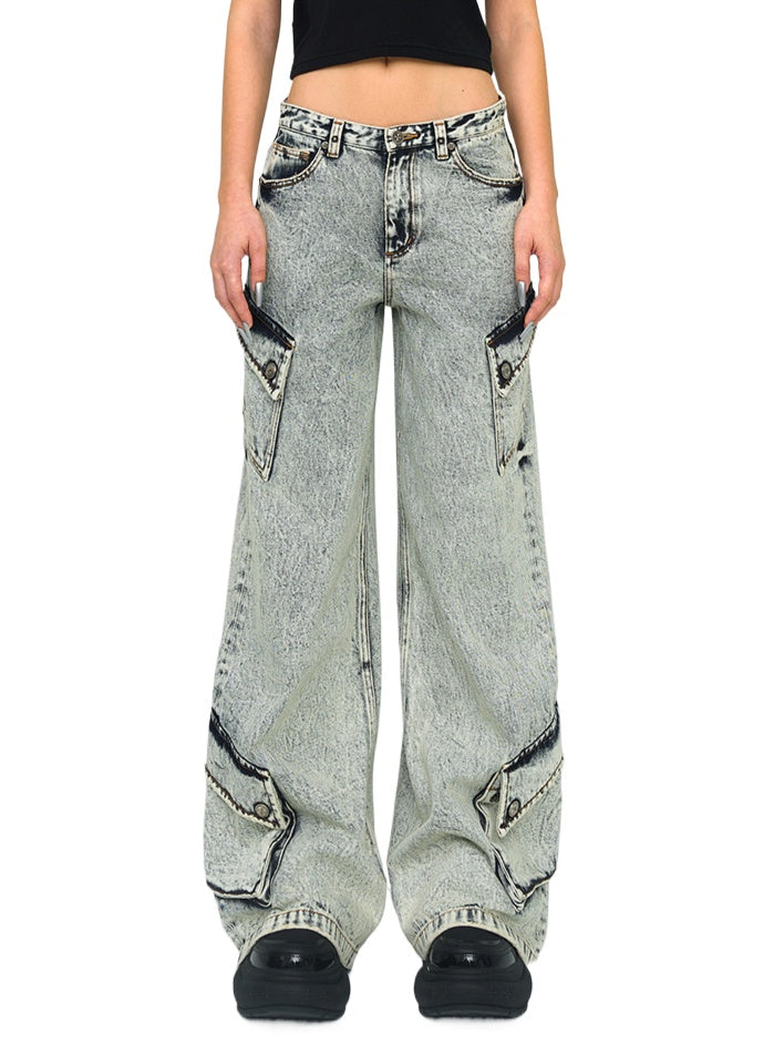 Wild Mustang Multi-pocket Denim Pants