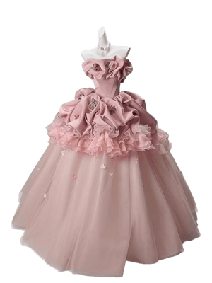 Peach Coco Sculpted Couture Ball Gown