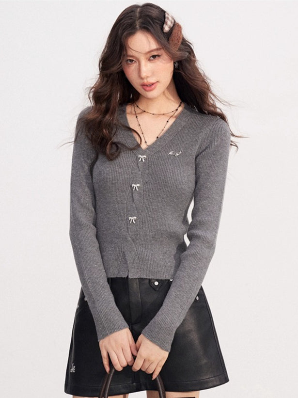 Shimmer Soft-Touch Knit V-Neck