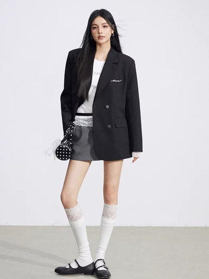 Lace Panel Oversized Blazer
