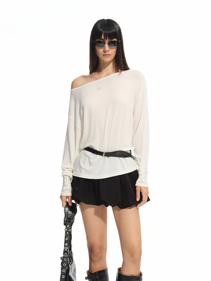 Asymmetric Shoulder Multi-way Wear Elastic T-Shirt - CHINASQUAD