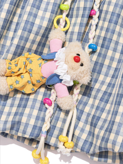 Slimming A-Line Bubble Plaid Mini Skirt