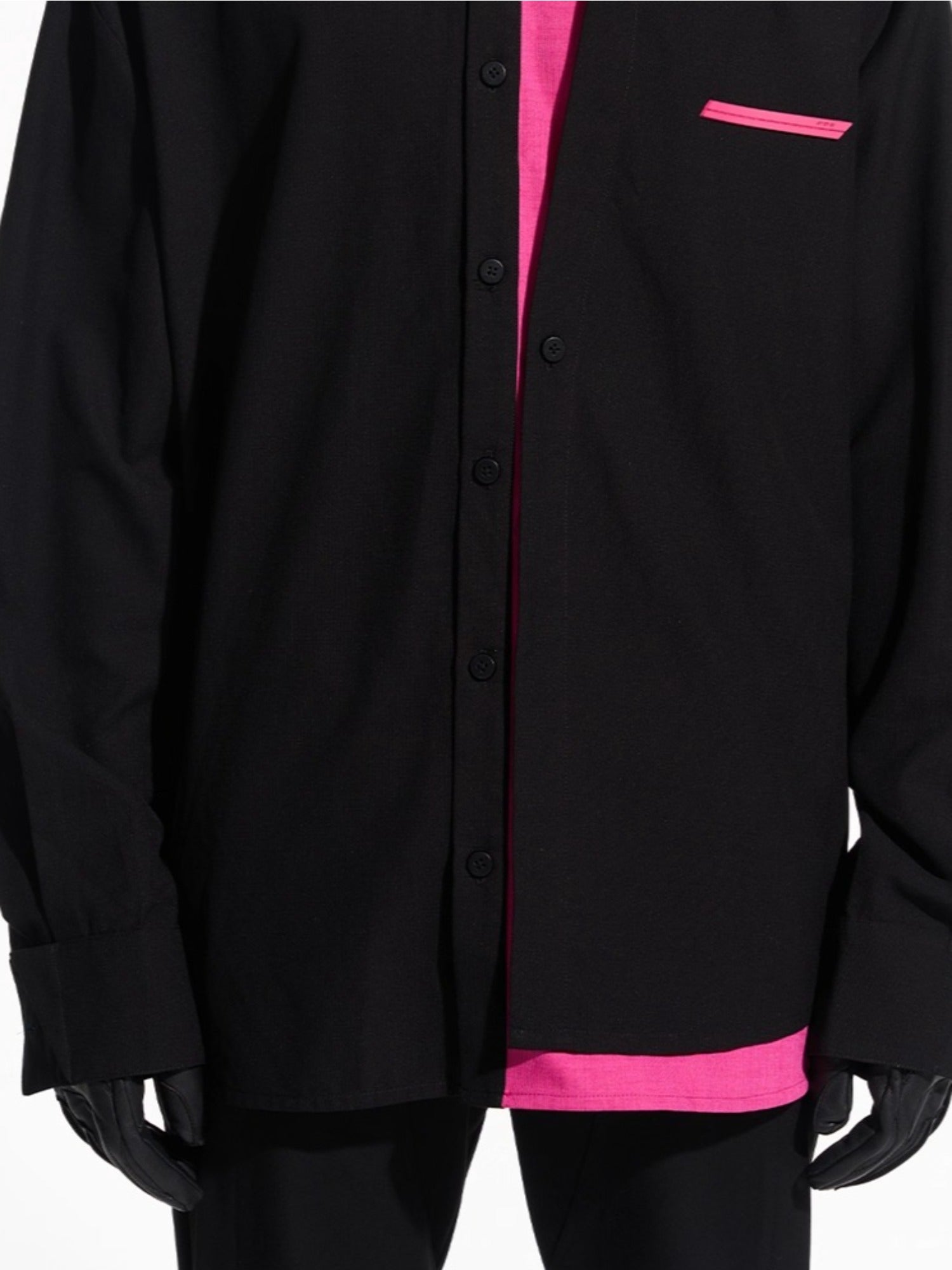 Layered Contrast Multi-Collar Asymmetric Shirt