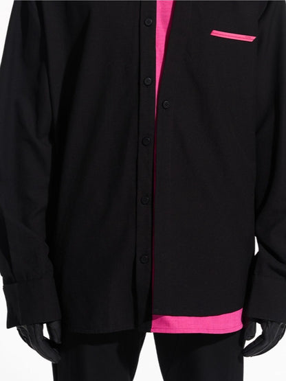 Layered Contrast Multi-Collar Asymmetric Shirt