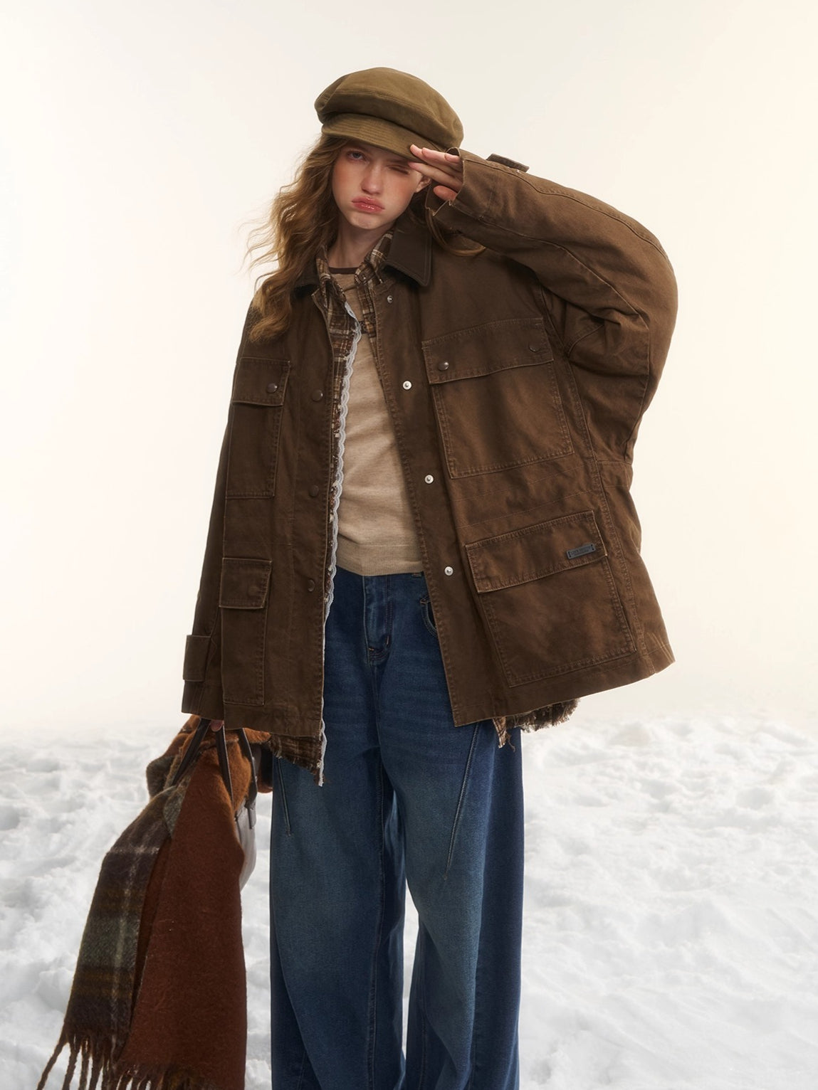 Duck Down Cinched-Waist Puffer Jacket