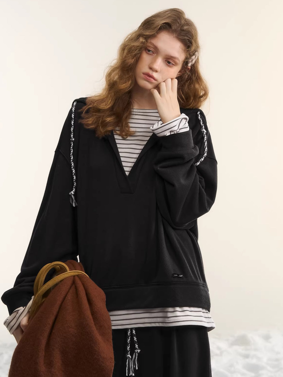 Layered-Effect Sweatshirt &amp; Wide-Leg Sweatpants Set