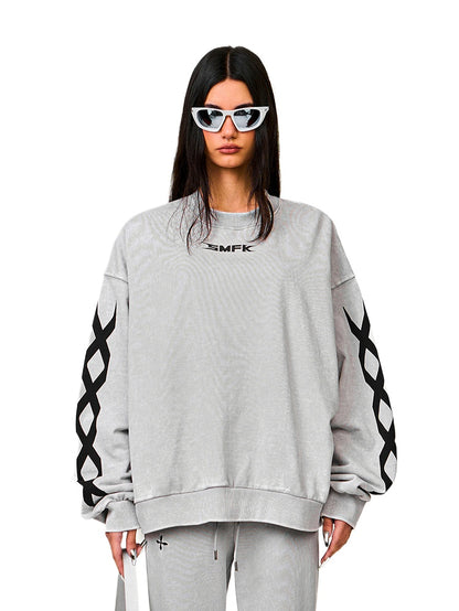 Black &amp; Gray Chain Racing Oversized Sweatshirt