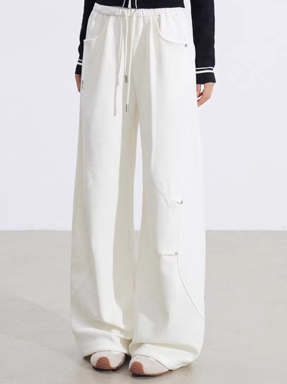 Sculpted Drape Curved-Leg Wide Pants