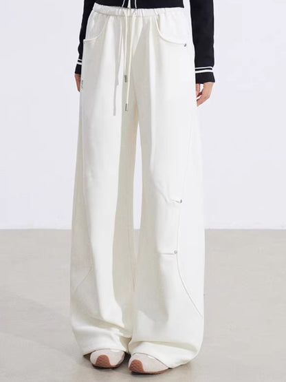 Sculpted Drape Curved-Leg Wide Pants