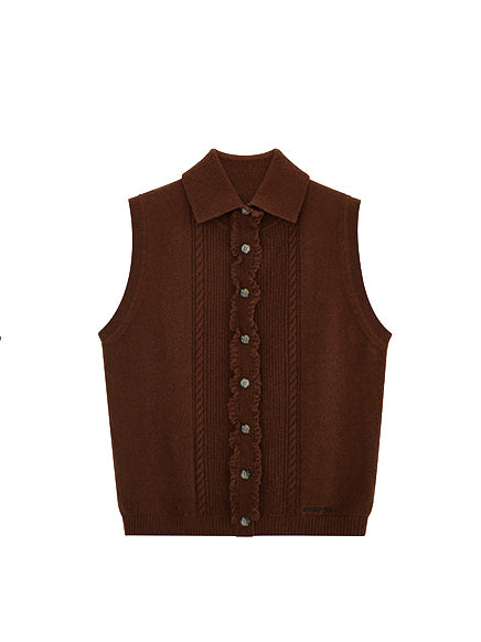 Collared Knit Tank Top Cardigan