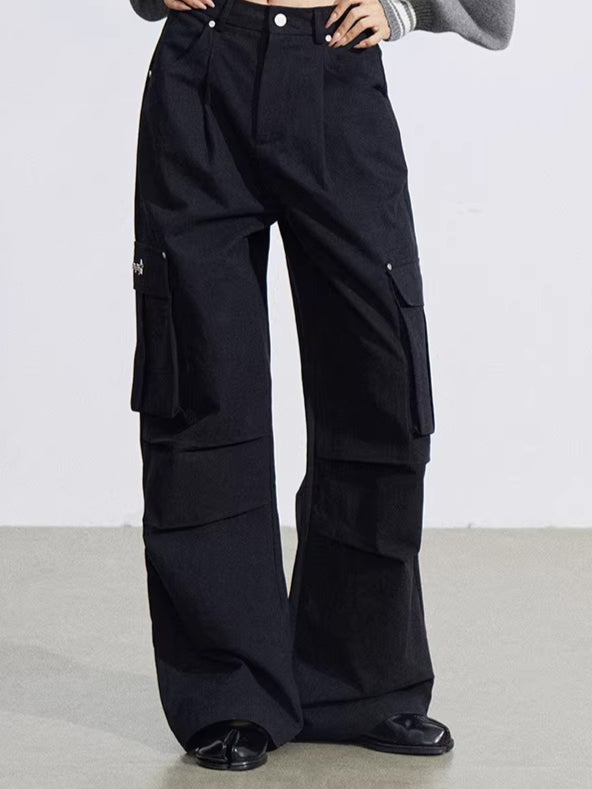 Pleated Utility Wide-Leg Pants