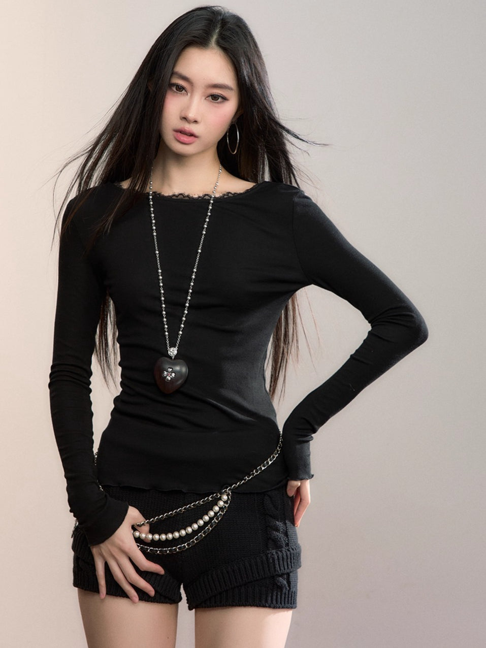 Reversible Lace-Panel Lyocell Blouse