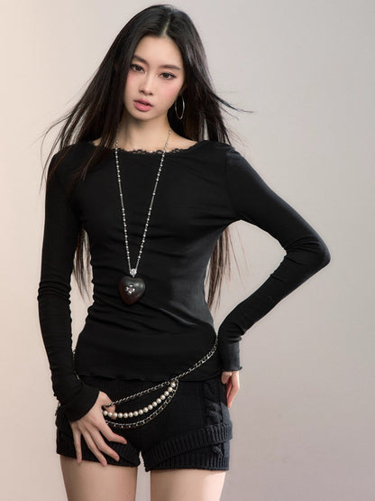 Reversible Lace-Panel Lyocell Blouse