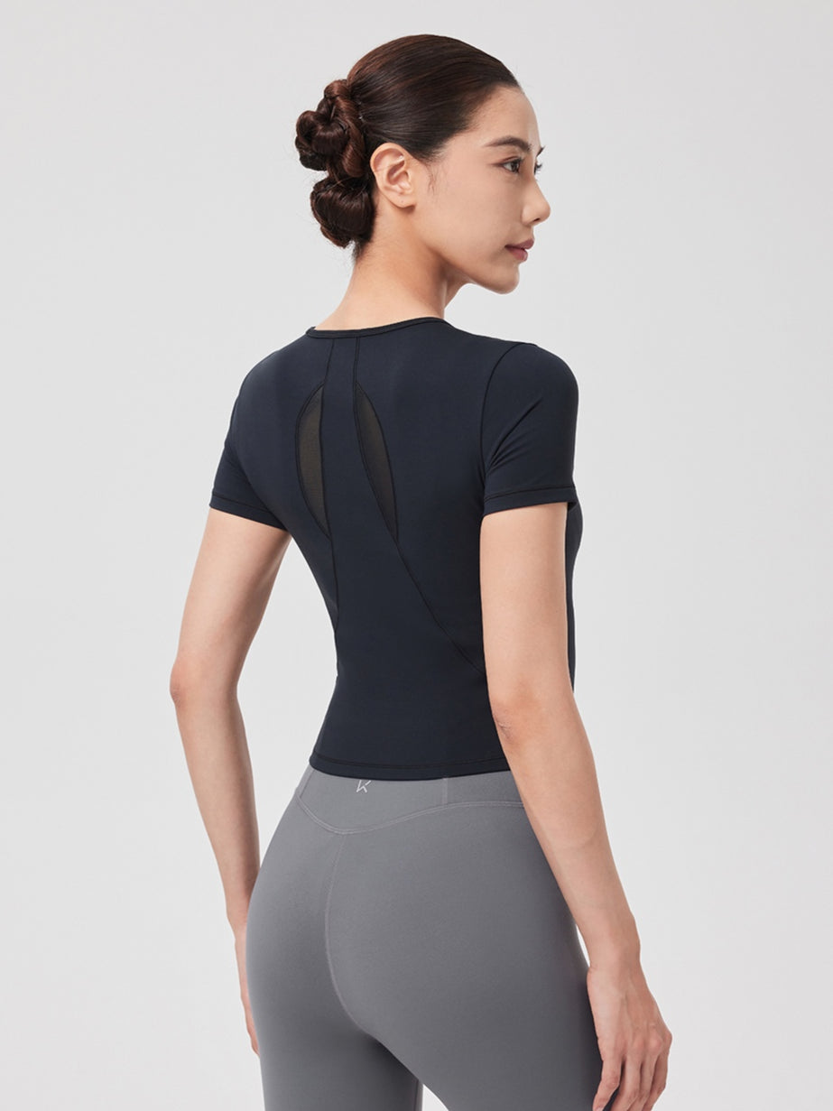 Quick-dry Yoga Short Sleeve T-shirt with Built-in Bra Pad